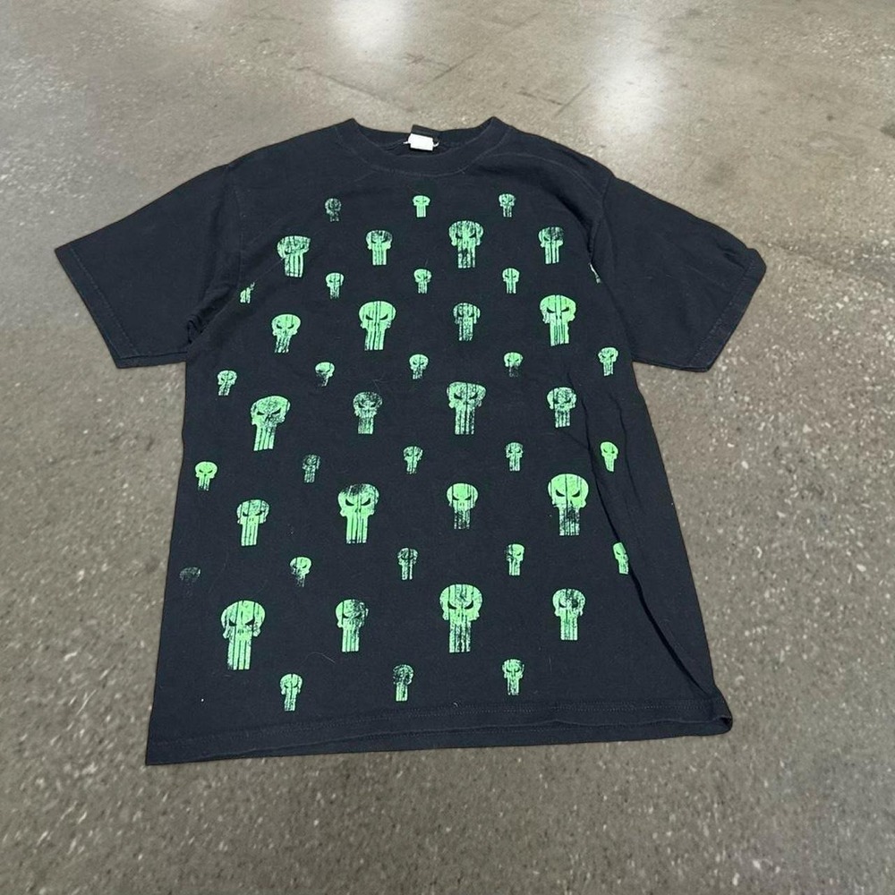 Vintage Marvel Mad Engine Punisher Skull Green Black Shirt Mens Medium